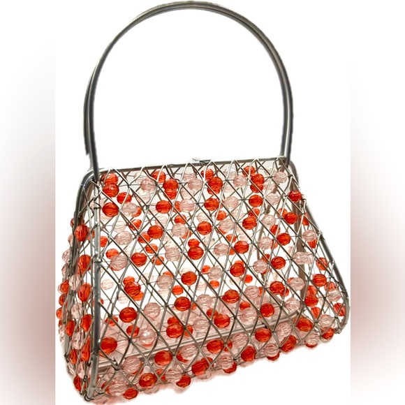 Adorable American Vintage beaded red& clear beads handbag-Good Preowned Vintage - Picture 4 of 6